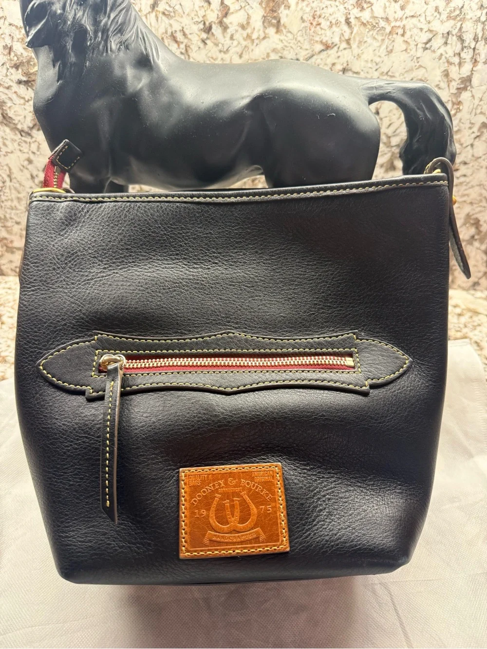 Dooney & Bourke Black Leather Crossbody with Horseshoe Appliqué - Picture 9 of 11